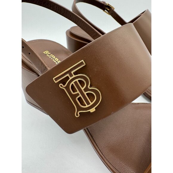 Burberry brown monogram-motif TB leather sandals - Picture 2 of 11